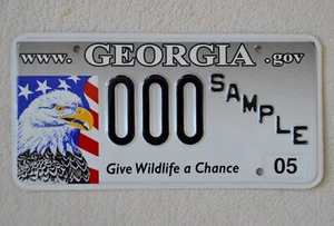 Georgia Give Wildlife a Chance Graphic Sample License Plate +++ Mint GA - Picture 1 of 2