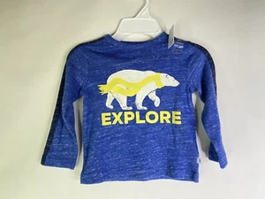 GAP T-Shirt Toddler Boys 3 Years 3T Long Sleeve Blue Explore Graphic Print Blue - Picture 1 of 7