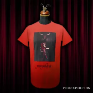 Camiseta JEFFERY WEST Hombre Roja 'PREOCUPIED BY SIN' Camiseta Gráfica - Imagen 1 de 1