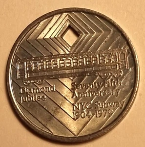 1979 NEW YORK 75th Anniversary, Diamond Jubilee TOKEN Subway Transit Authority - Picture 1 of 2