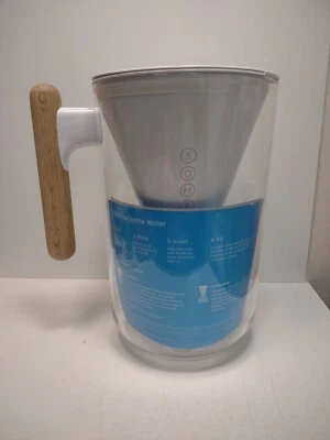 Soma 10 Cup Water Filter Pitcher White with Natural Wood Handle + New Filter - Image 1 of 4