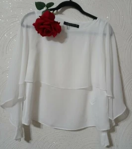 ZARA WOMAN Women's White Solid Pullover Top Blouse Size XS - Picture 1 of 8