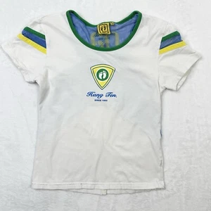 Hang Ten Shirt Girls Medium Vintage Soccor Style White S Mesh Athletic 80s Surf - Picture 1 of 11
