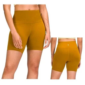 Lululemon Gold Spice Mustard Align High Rise Biking Shorts Size 8 - Picture 1 of 7