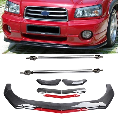 Front Bumper Lip Spoiler Splitter Carbon Fiber Look For Subaru Forester Body Kit Foto 1 de 4