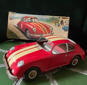 Vintage Joustra Porsche 356 Rally Wind Up Friction Model Toy Car France w/Box - Picture 1 of 23