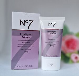 No7 Intelligent Colour Foundation 40ml Adapts to Skin Tone Sheer Coverage Sealed