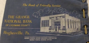 Bolso bancario de lona de tela de colección Grange National Bank Hughesville PA Lycoming County - Imagen 1 de 6