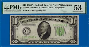 1934A $10 Federal Reserve Note PMG 53 2nd Finest mule star Fr 2006-Cm - Picture 1 of 4