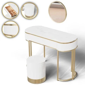 Makika Tocador Mesa De Maquillaje Espejo 2 Cajones Moderno Taburete Dormitorio - Imagen 1 de 7