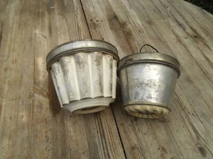2x Molde de pudín antiguo Molde de bola Molde de pastel con tapa Metal Vintage Ø 18 cm 15 cm - Imagen 1 de 5