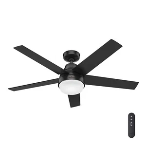 Hunter Fan 52 in Contemporary in Matte Black Ceiling Fan w Light Kit and Remote - Picture 1 of 7