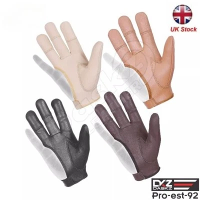 Archery leather 4 finger glove beige brown black dark brown shooting gloves - Image 1 of 2