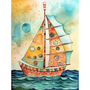 Segelboot-Konzept mit Rückenflossensegel Ungerahmter extragroßer Druck - Bild 1 von 5