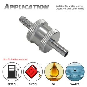 Non Return Check Valve One Way Petrol Fuel Diesel 1PCS Aluminium 6mm 1/4" Silver - Picture 1 of 9
