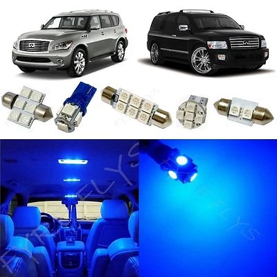 11x Blue LED light interior package kit for 2011-2014 Infiniti Qx56 IQ1B Foto 1 de 4