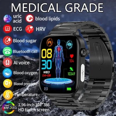 Reloj Inteligente Smartwatch Hombre, Diagnóstico Médico, Control De Sangre - Imagen 1 de 4