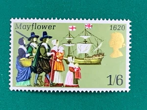UK Postage Mayflower 1620 1/6 Single Stamp Rare - Imagen 1 de 2