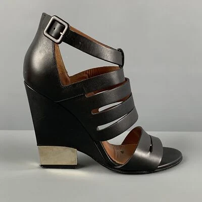 GIVENCHY Size 6.5 Black Metal Wedge Sandals - Image 1 of 4