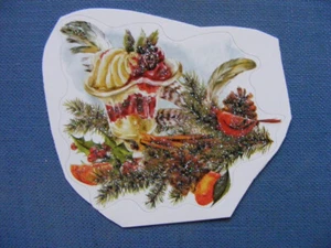 Aufkleber alt Sticker Glitzer vintage Nostalgie Kinder Winter Weihnachten Kranz - Bild 1 von 1