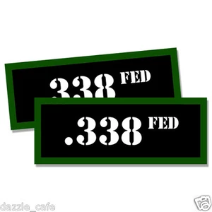 338 FED Ammo Can Labels Ammunition Case stickers decals 2 pack 3"x1.15" - Picture 1 of 2