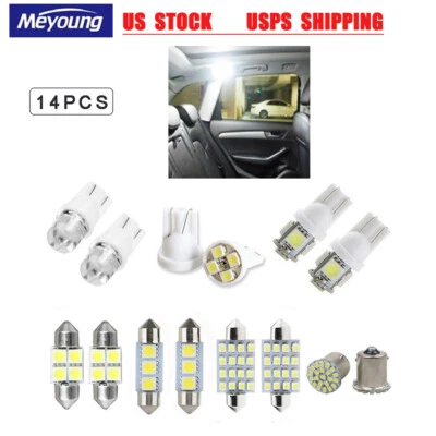 Juego de 14 piezas de luces LED para automóviles bombillas interior domo licencia mapa interior blanco Foto 1 de 4