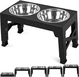 Large Dog Food Feeding Stand Station Stainless Steel Double Raised Bowls Feeding - Picture 1 of 8