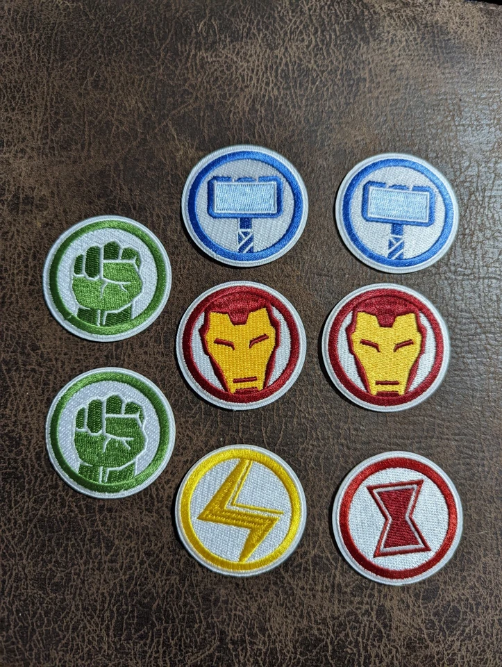 8 Marvel Patches 2” Super Hero Iron On Or Sew On Patches Thor Hulk Flash  - Image 1 of 4