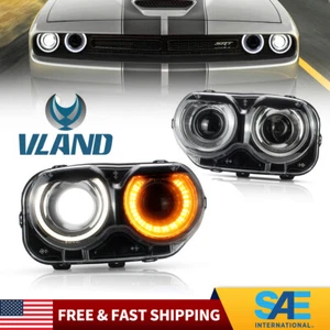 VLAND Dual Beam Headlights for Dodge Challenger 2015-2021 SRT SXT GT T/A Coupe - Picture 1 of 10