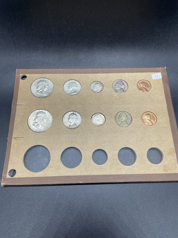 1957-d Denver coins from Double Mint Set in Wayte Raymond coin board*All Gem BU Cover