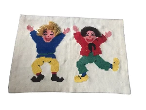 Vintage Whimsical hand stitched Childs Rug, Mat, Wall Hanging - 24" x 35" - Bild 1 von 4
