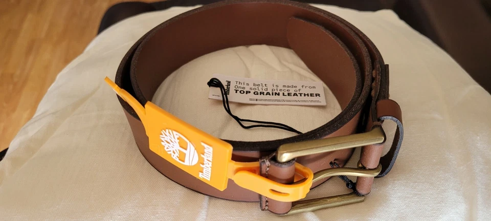 TimberLand Genuine Leather Men's Casual Belt size 38 Brown Brass Buckle 1.5 Wide