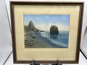 Antique Framed Hand Tinted Photograph Castle Rock Santa Monica Lost CA Landmark - Picture 1 of 17