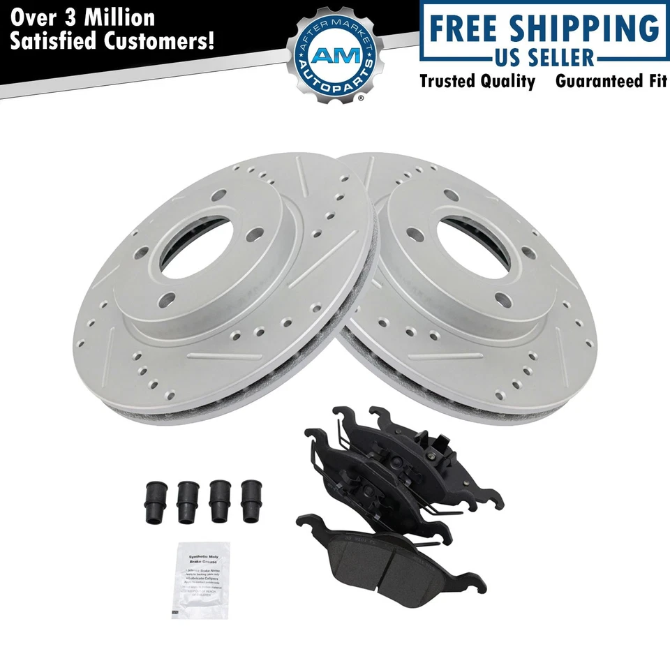 Pastillas de freno delanteras Posi metálicas y rotores ranurados perforados recubiertos de zinc Foto 1 de 4