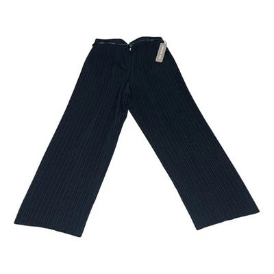 NWT JONES NEW YORK Black Pinstripe Wide Leg Dress Trousers Pants Belt Size 14 - Image 1 of 4