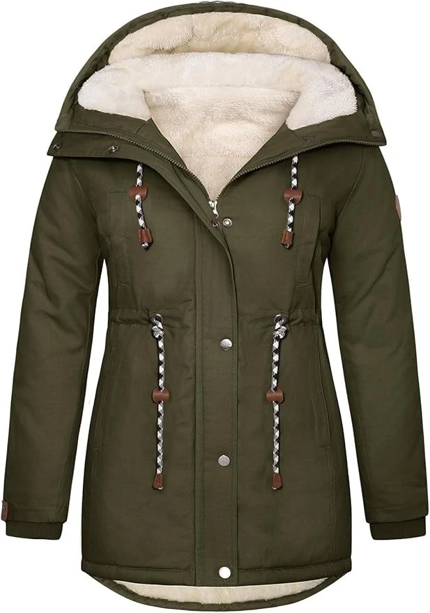 NWT Womens Plus Size 3X Winter Parka Fleece Lined Hooded Long Puffer Coat Green - Image 1 of 4
