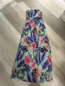 Vanilla Bay Strapless Floral Maxi Dress Small Hawaiian Boho Resort Vacay Beach - Picture 1 of 3
