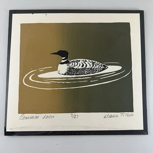 Impresión artística de colección "Common Loon" tinta pulpo, firmada Diana Tillion, numerada 3/27 - Imagen 1 de 2