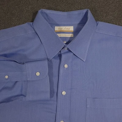 Roundtree Yorke Gold Label Dress Shirt Mens 18 36 Tall Blue Non Iron EZ Wash - Image 1 of 4