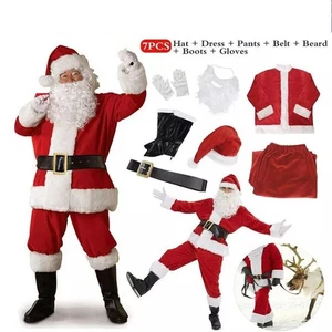 Premium Weihnachtsmann Kostüm Mantel 7-teilig rotes Weihnachtsmannkostüm M-XXXL - Bild 1 von 14