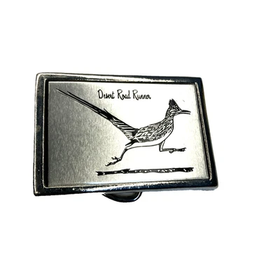 "Hebilla de cinturón Desert Road Runner de colección metal color plata 2 1/2""x 1 3/4""" Foto 1 de 4