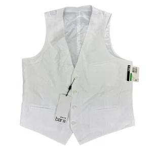 Bar III Mens Slim Fit 100% Linen Suit Vest White L - Picture 1 of 4