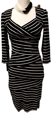 White House Black Market Dress Sheath Bodycon sz. 4 Tiered Stretch lined - Image 1 of 4