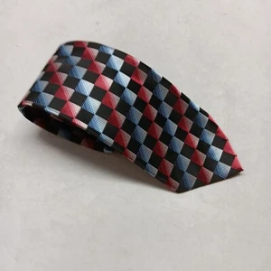 Corbata Croft & Barrow Hombre Negra Roja Azul Cuadros Gruesa Calidad 58" - Imagen 1 de 6