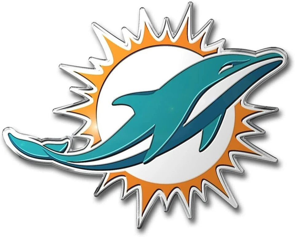 Official Licensed - NFL Miami Dolphins 3d Auto Metal Color Emblem