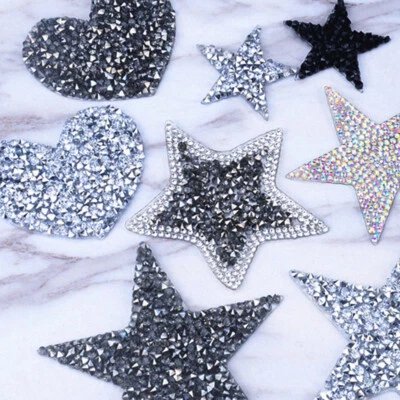 Crystal Rhinestone Star Patches DIY Motif Iron On Patch Applique For Clothes Bag - Image 1 of 4