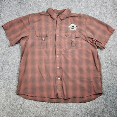 Harley Davidson Shirt Mens 3XL Red Plaid Motorcycle Embroidered Back Patch - Image 1 of 4