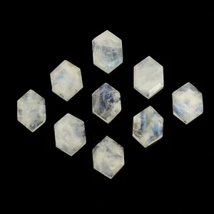 Natural Rainbow Moonstone Elongated Hexagon Rose Cuts Loose Stone Jewelry Making - Picture 1 of 7