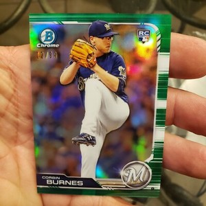 2019 Bowman Chrome Green Refractor Corbin Burnes Rc # 32 #ed 12/99