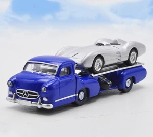 1/64 Mercedes Benz Race Car Transporter The Blue Wonder WITH 300 SL Car Model - Picture 1 of 6